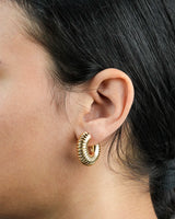 Model Image Of Gold Texture Bold Hoop earrings EG2400074