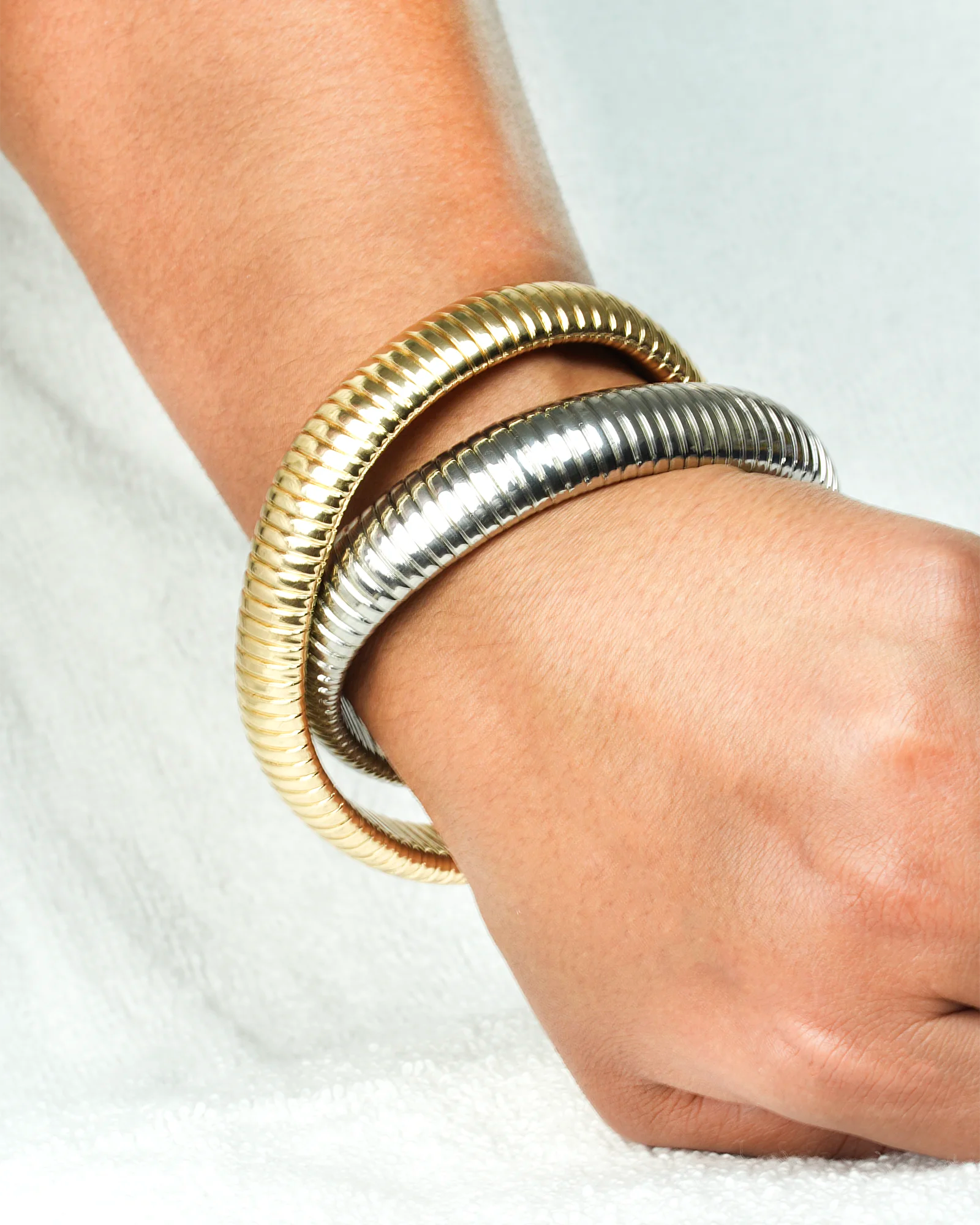 Gold and Rhodium Intertwined Bangle