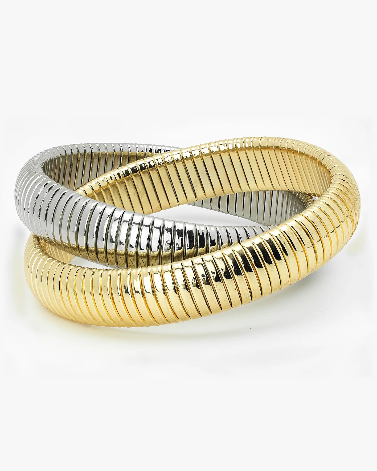 Gold and Rhodium Intertwined Bangle