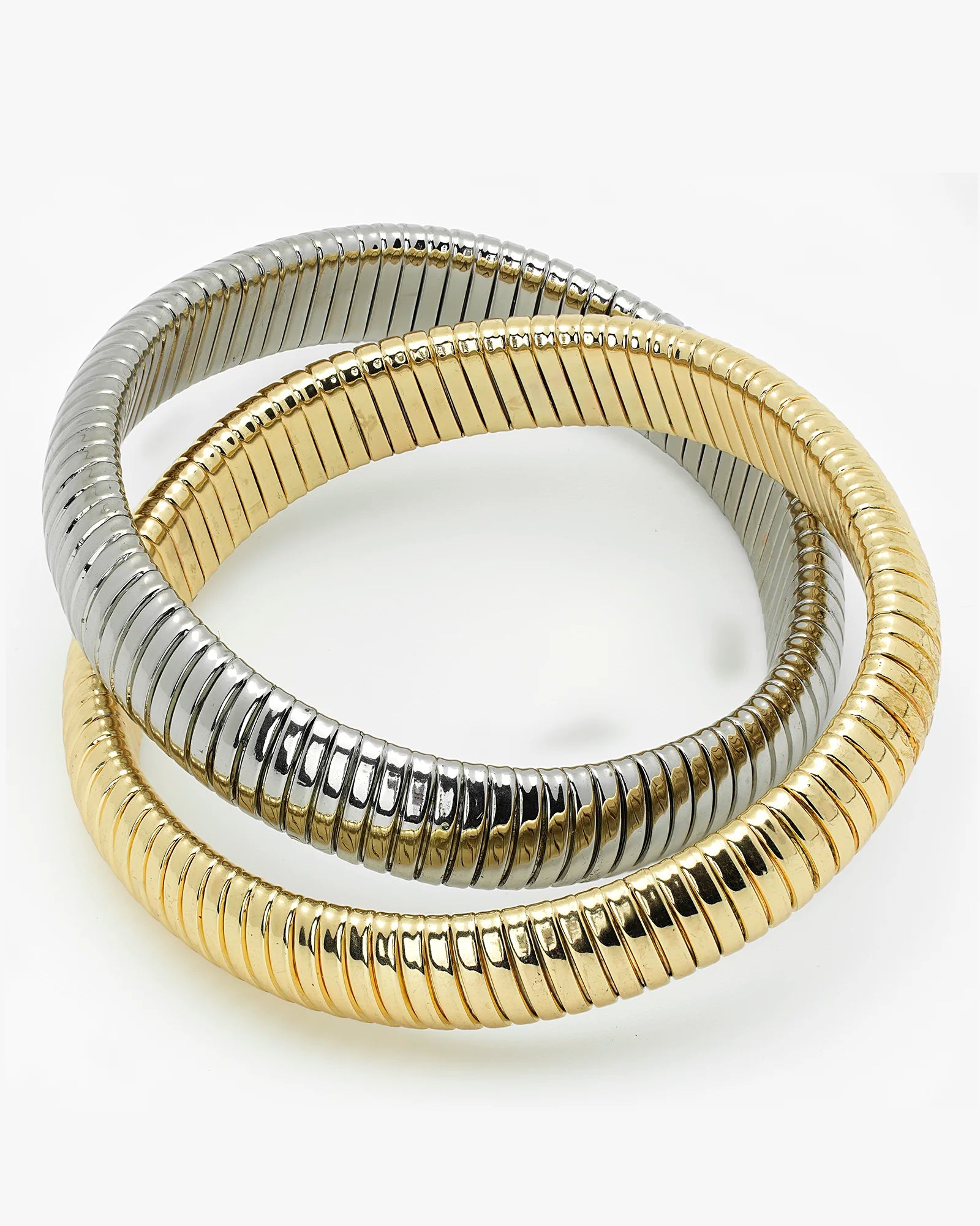 Gold and Rhodium Intertwined Bangle