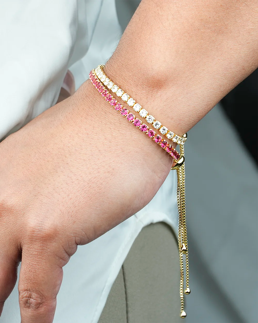 Pink Adjustable Box Chain Bracelet