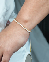 Adjustable Box Chain Bracelet With Clear CZs