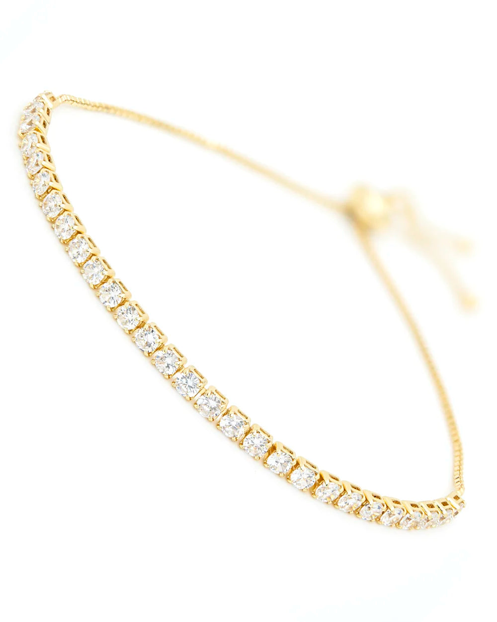 Adjustable Box Chain Bracelet With Clear CZs