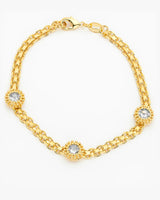 18K Curb Chain Bracelet with 3 CZ Stones