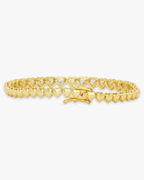 Heart Bezel CZ on Gold Tennis Bracelet