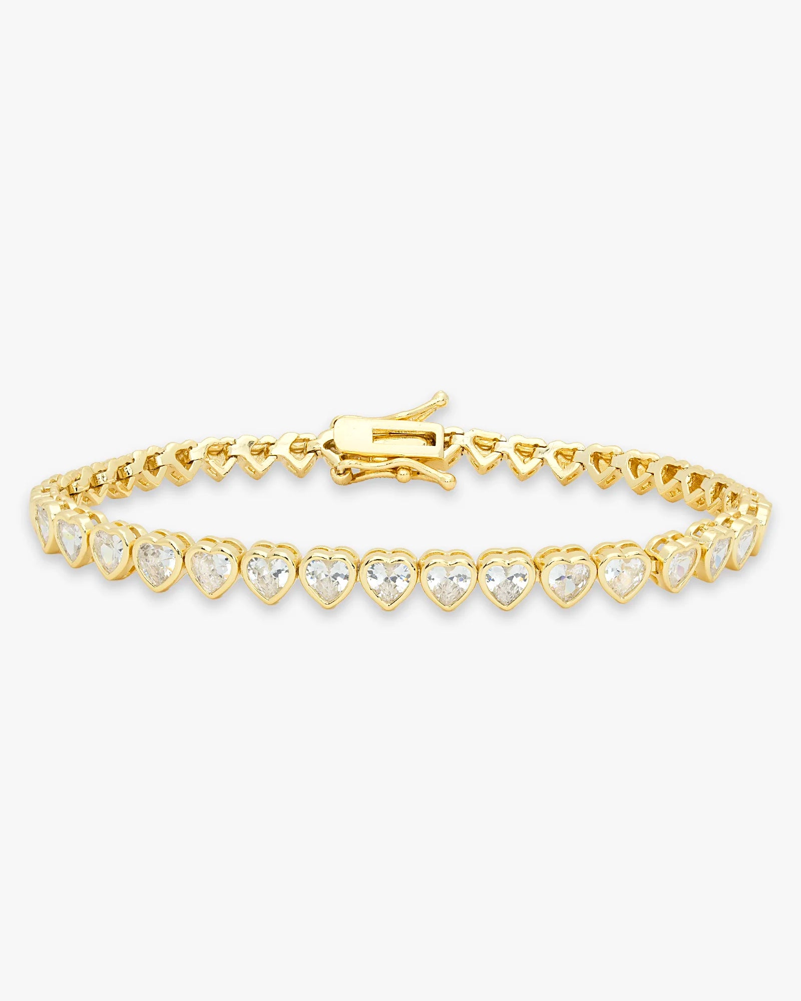 Heart Bezel CZ on Gold Tennis Bracelet