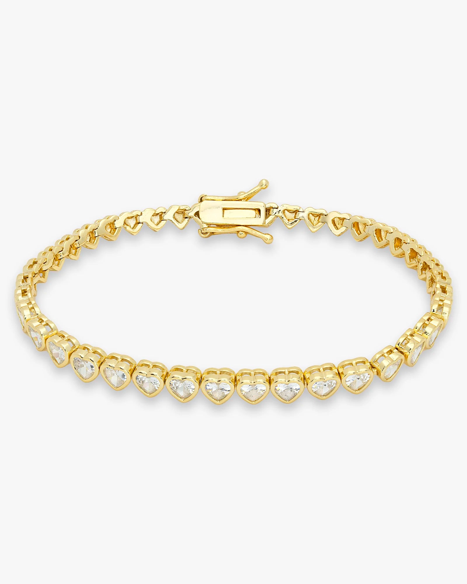 Heart Bezel CZ on Gold Tennis Bracelet