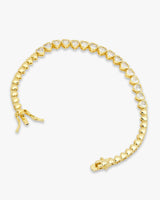 Heart Bezel CZ on Gold Tennis Bracelet