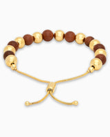 Two-Toned Brown Aventurine Bead Adjustable Bracelet