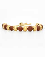 Two-Toned Brown Aventurine Bead Adjustable Bracelet