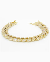 Elegant 10mm Cuban Curb Chain Bracelet Featuring CZ Pave Accents