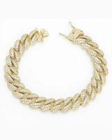 Elegant 10mm Cuban Curb Chain Bracelet Featuring CZ Pave Accents