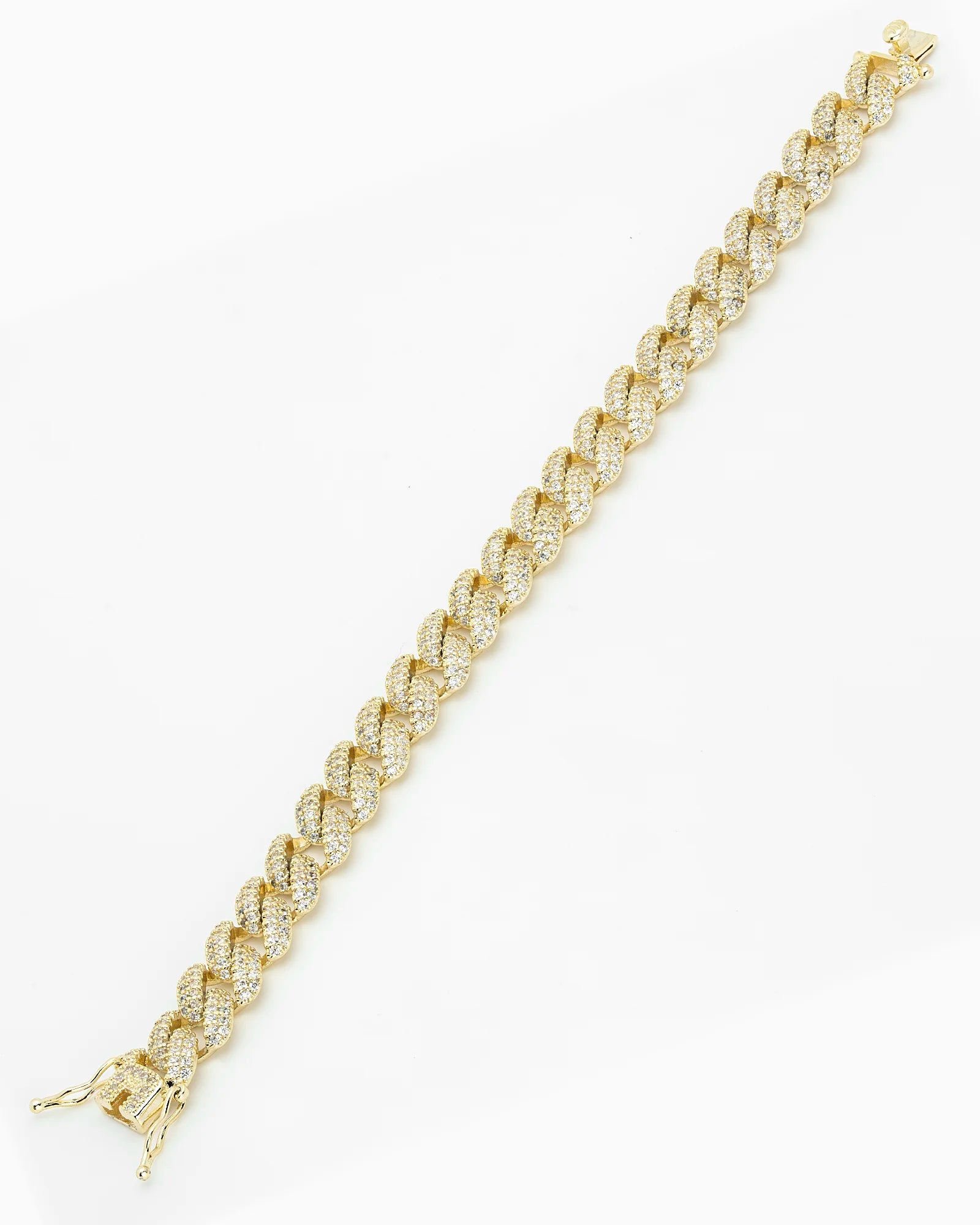 Elegant 10mm Cuban Curb Chain Bracelet Featuring CZ Pave Accents