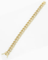 Elegant 10mm Cuban Curb Chain Bracelet Featuring CZ Pave Accents