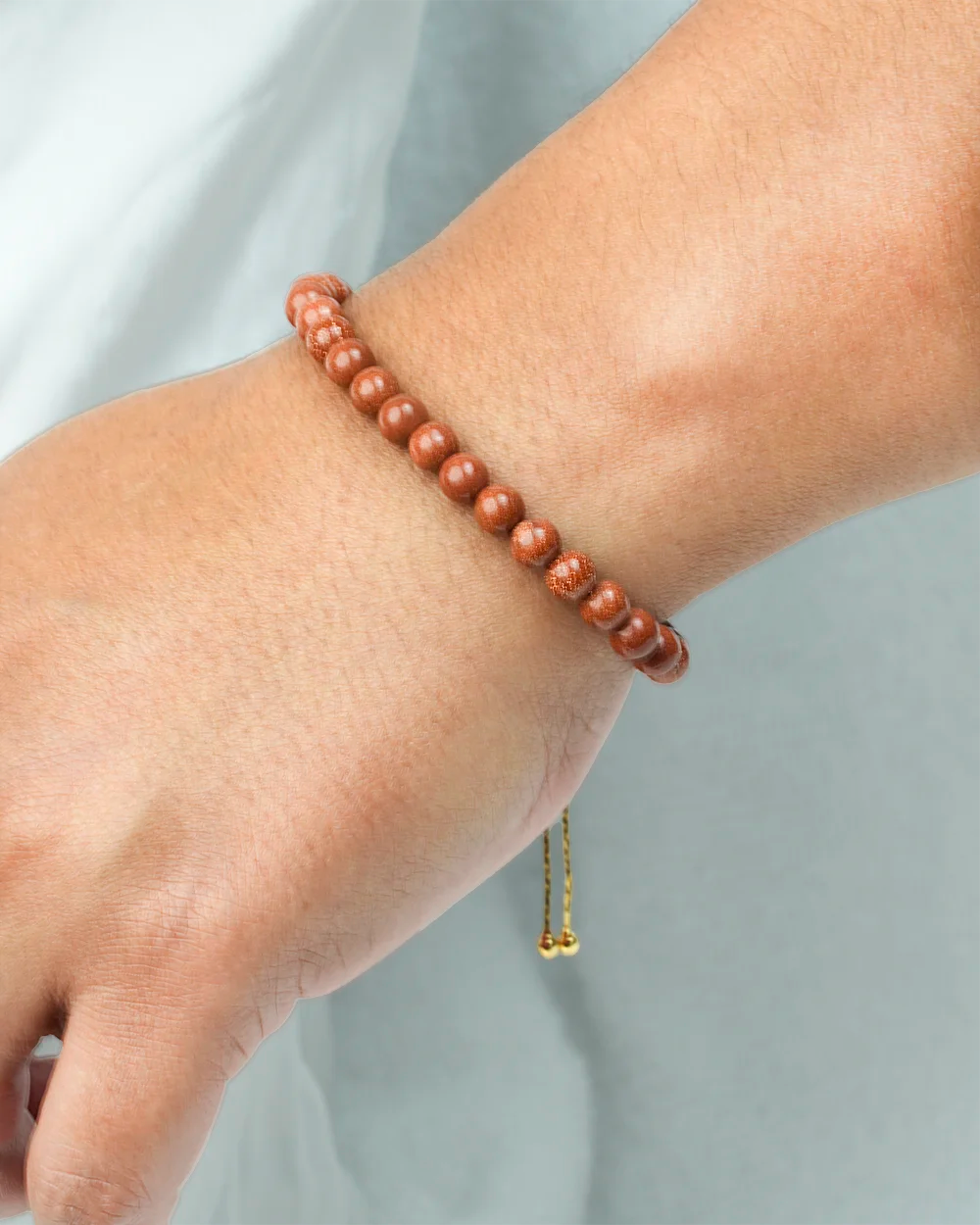 Brown Aventurine Bead Adjustable Bracelet