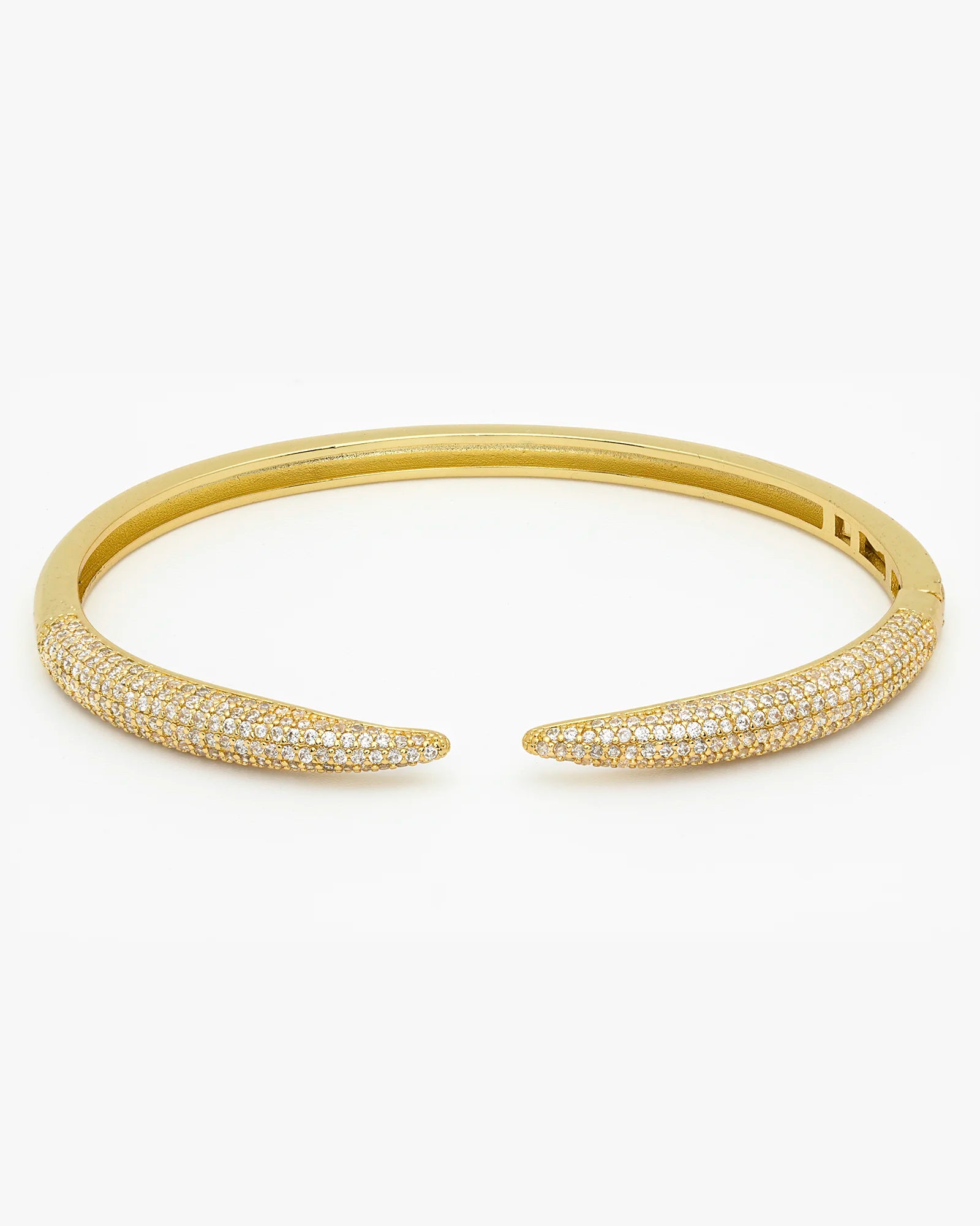 CZ Claw Paved Stone Gold Bangle Bracelet