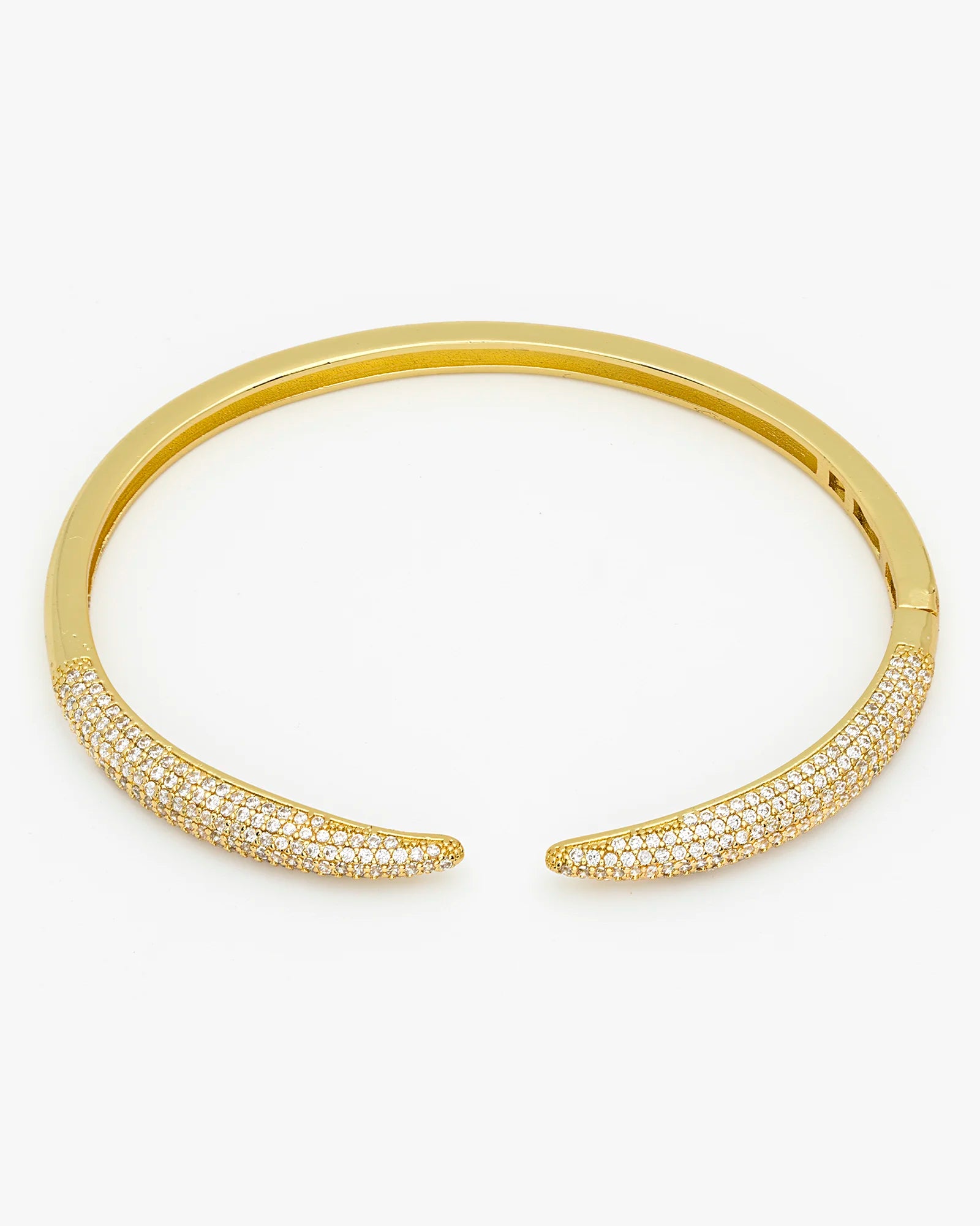 CZ Claw Paved Stone Gold Bangle Bracelet