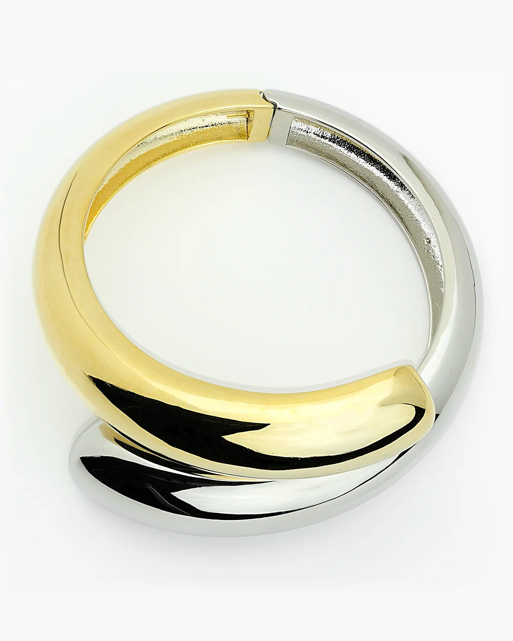 Two-Toned Chubby Hinged Teardrop Bangle