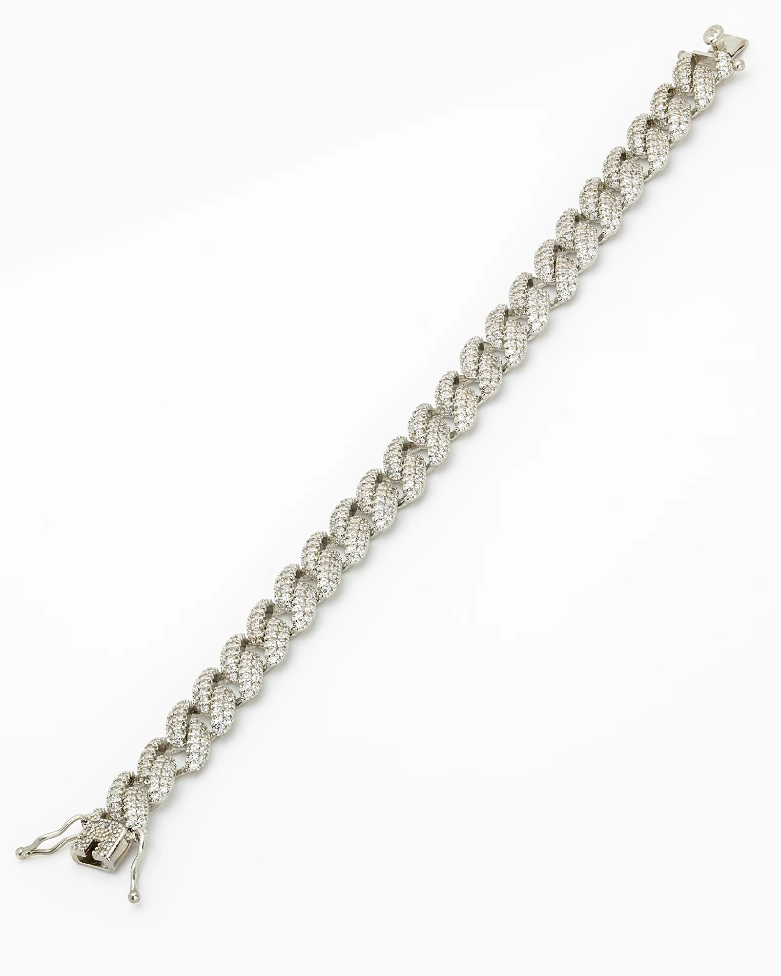 Cuban Curb Chain CZ Pave Rhodium Bracelet