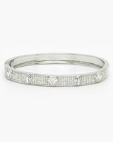 Dazzling Heart CZ Paved Cuff Bracelet