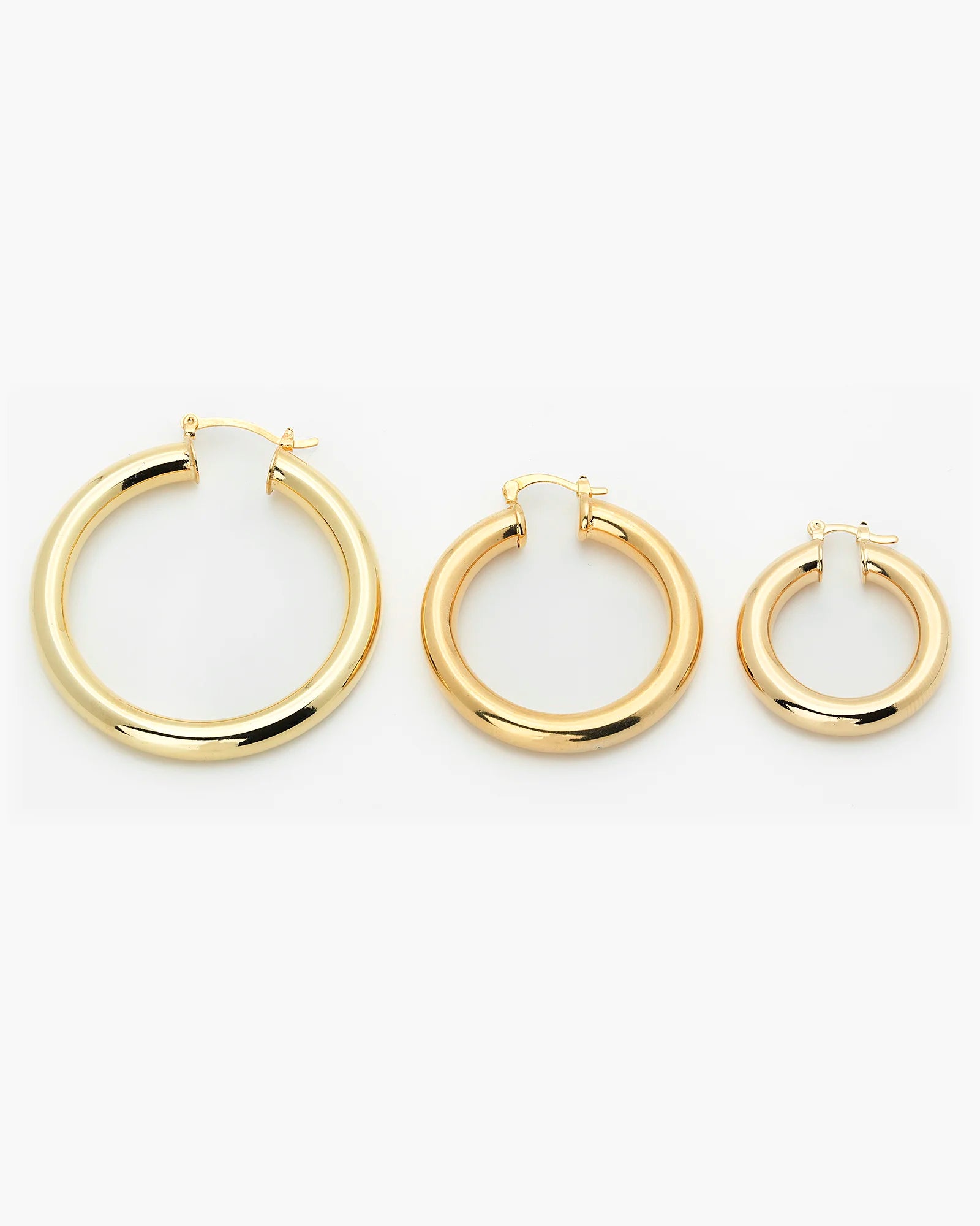 Thick Lever Back Hoop Earrings in 18K Gold