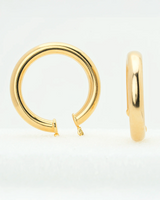 Thick Lever Back Hoop Earrings in 18K Gold