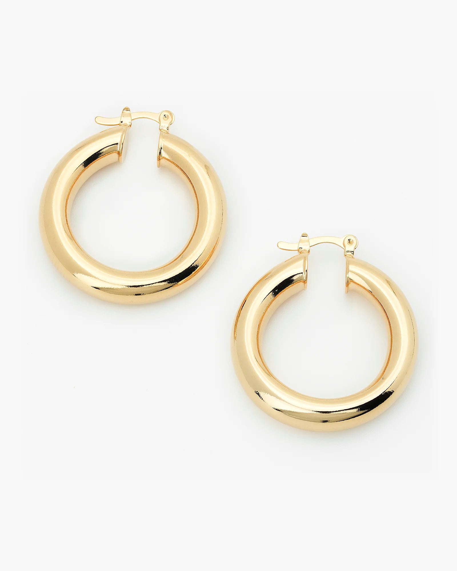 Bold Thick Lever Back Hoop Earrings in 18K Gold