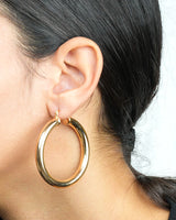 Thick Lever Back Hoop Earrings in 18K Gold