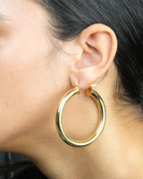 Thick Lever Back Hoop Earrings in 18K Gold