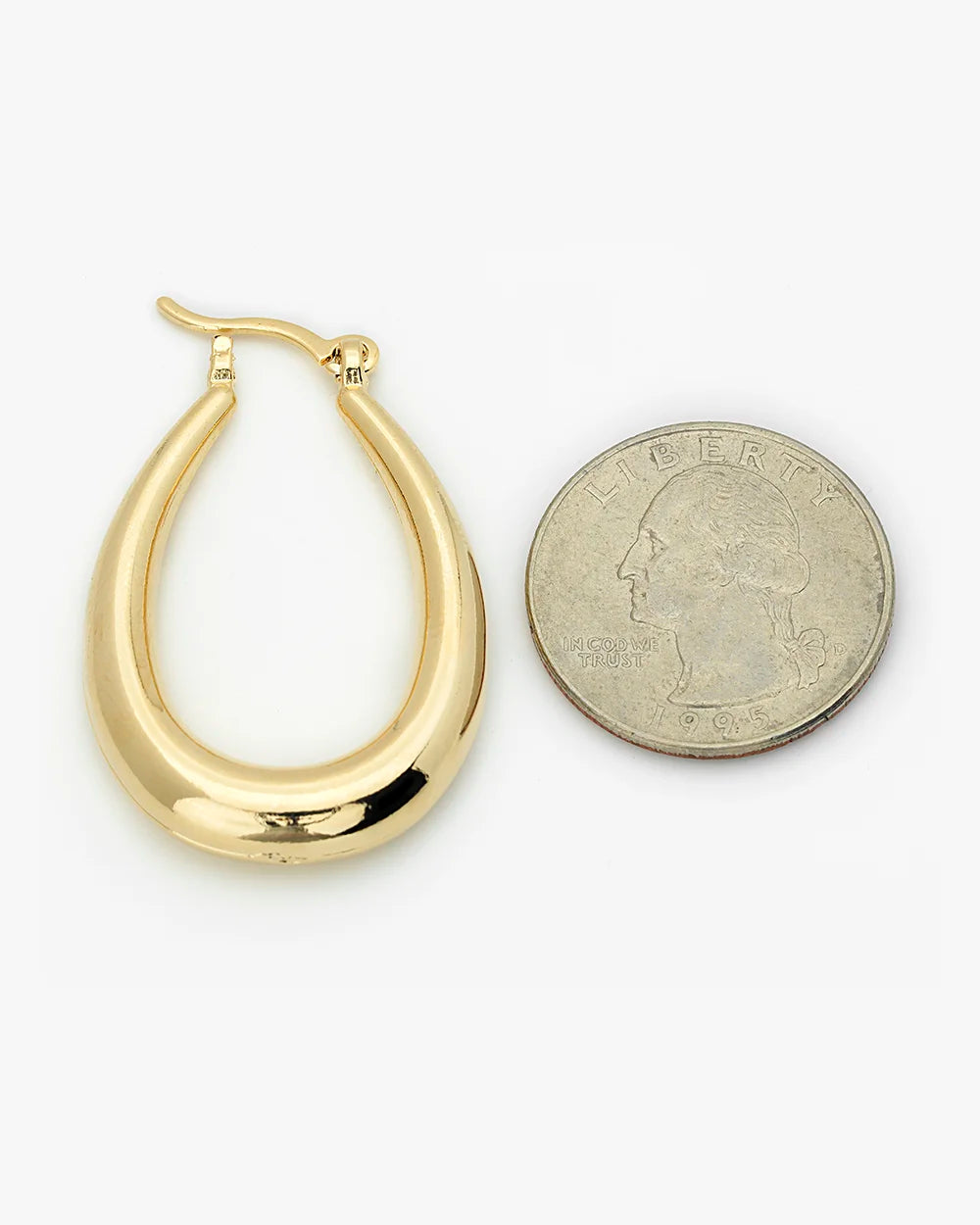 Oval Thick Lever Back Hoop Earrings