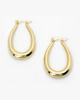 Oval Thick Lever Back Hoop Earrings