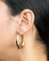 Oval Thick Lever Back Hoop Earrings