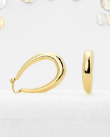 Oval Thick Lever Back Hoop Earrings