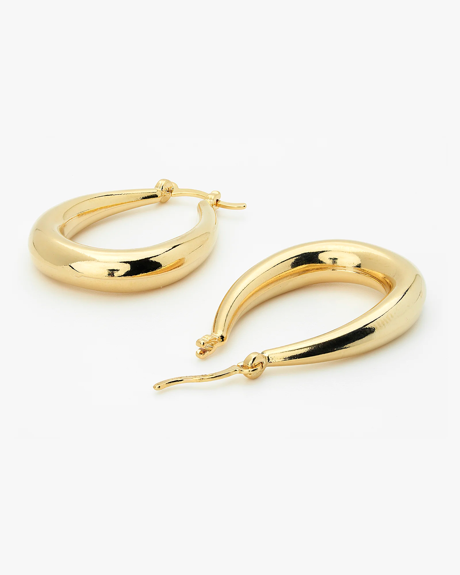 Oval Thick Lever Back Hoop Earrings