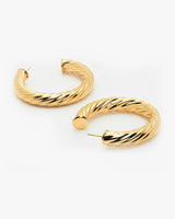 Elegant Gold-Filled 8mm Thick Open Hoop Twisted Earrings