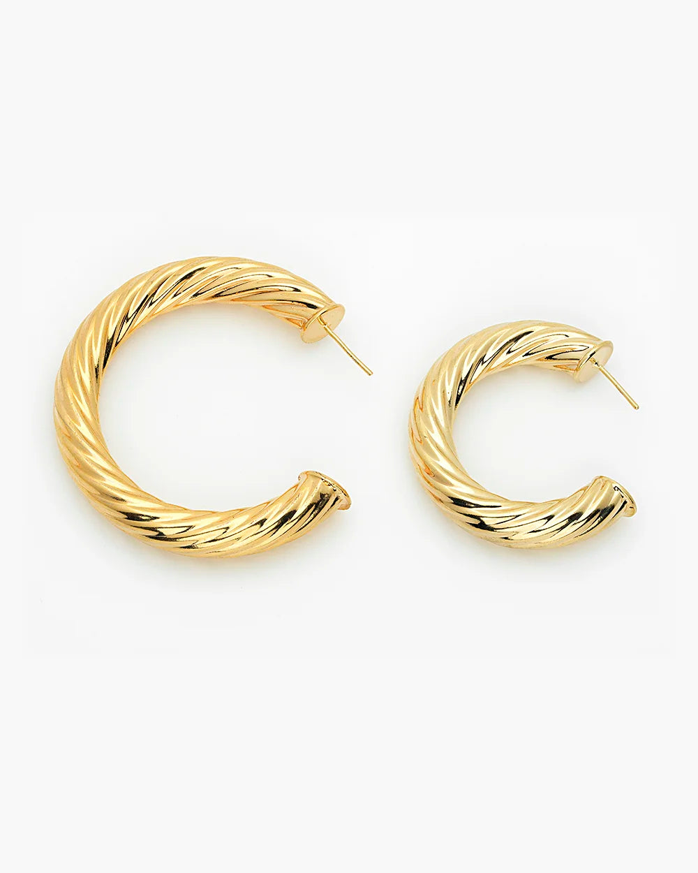Elegant Gold-Filled 8mm Thick Open Hoop Twisted Earrings