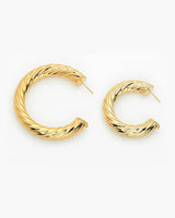 Elegant Gold-Filled 8mm Thick Open Hoop Twisted Earrings