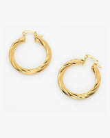 Twisted Open Gold Hoop Earrings