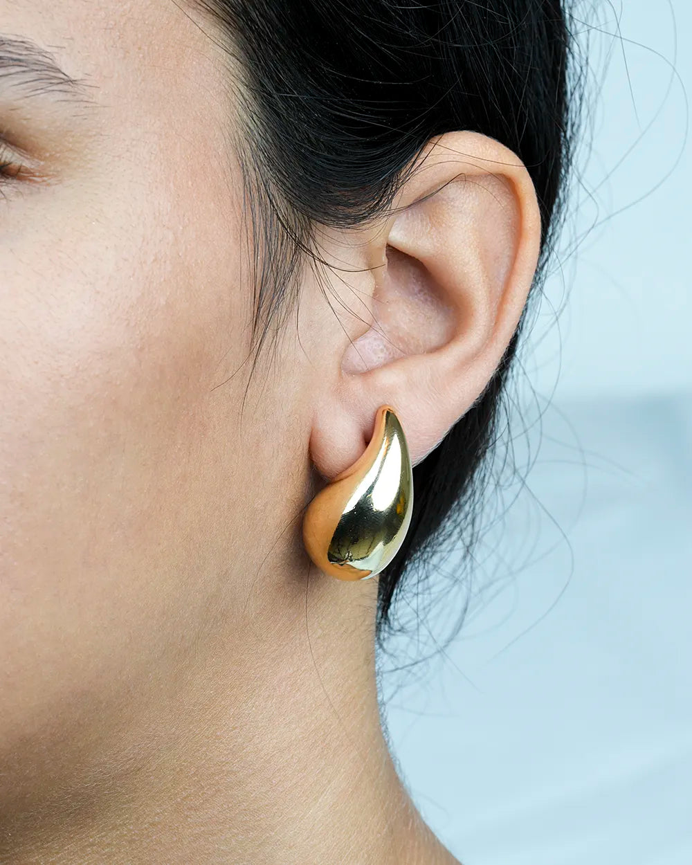 Model Image Medium Statement Teardrop Earrings Gold Plated EG2400047