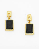 Main Rectangular Natural Black Gemstone Dangle Earrings EG2400077