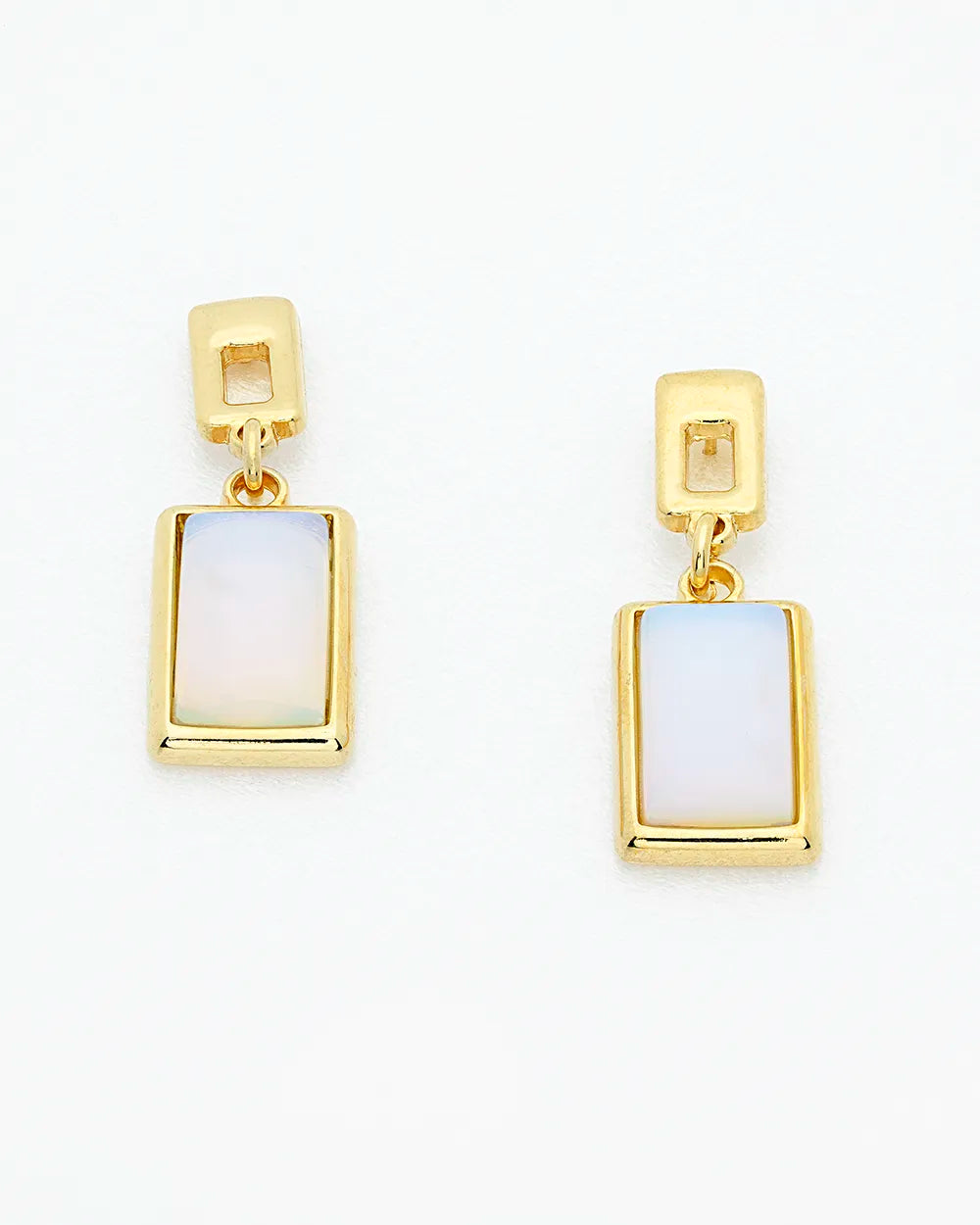 Chic Rectangular Natural Opaline Gemstone Drop Dangle Earrings EG2400078