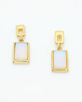 Chic Rectangular Natural Opaline Gemstone Drop Dangle Earrings EG2400078