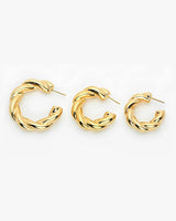 Stunning Gold Twisted Hoop Earrings