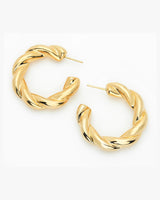 Stunning Gold Twisted Hoop Earrings