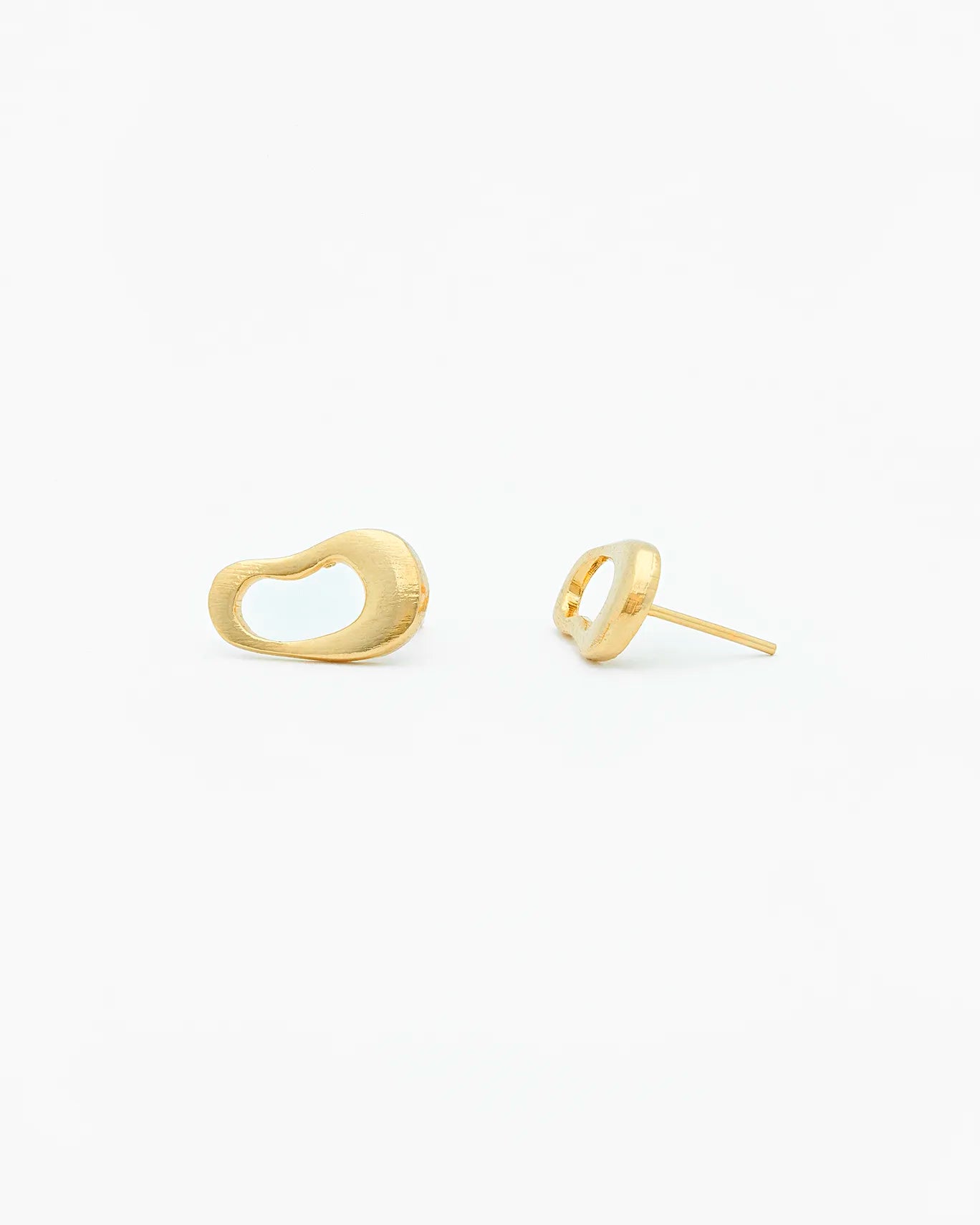 Gold heart-shaped earrings on a white background