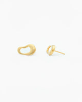 Gold heart-shaped earrings on a white background