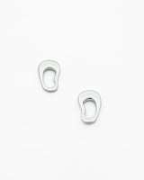 Pair of silver earrings on a white background