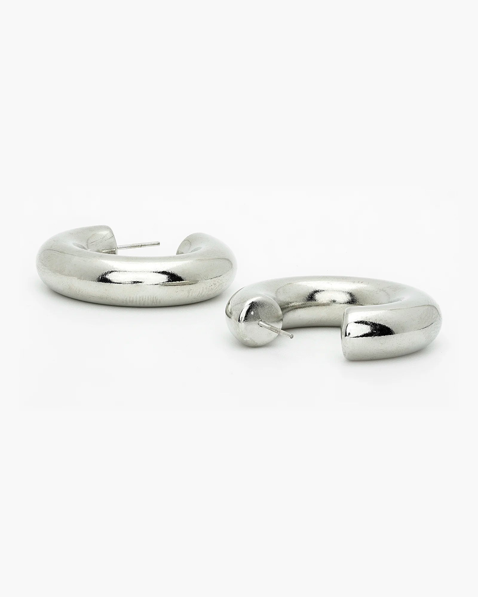 Bold and Stylish Thick Chunky Hoops in Rhodium Plated