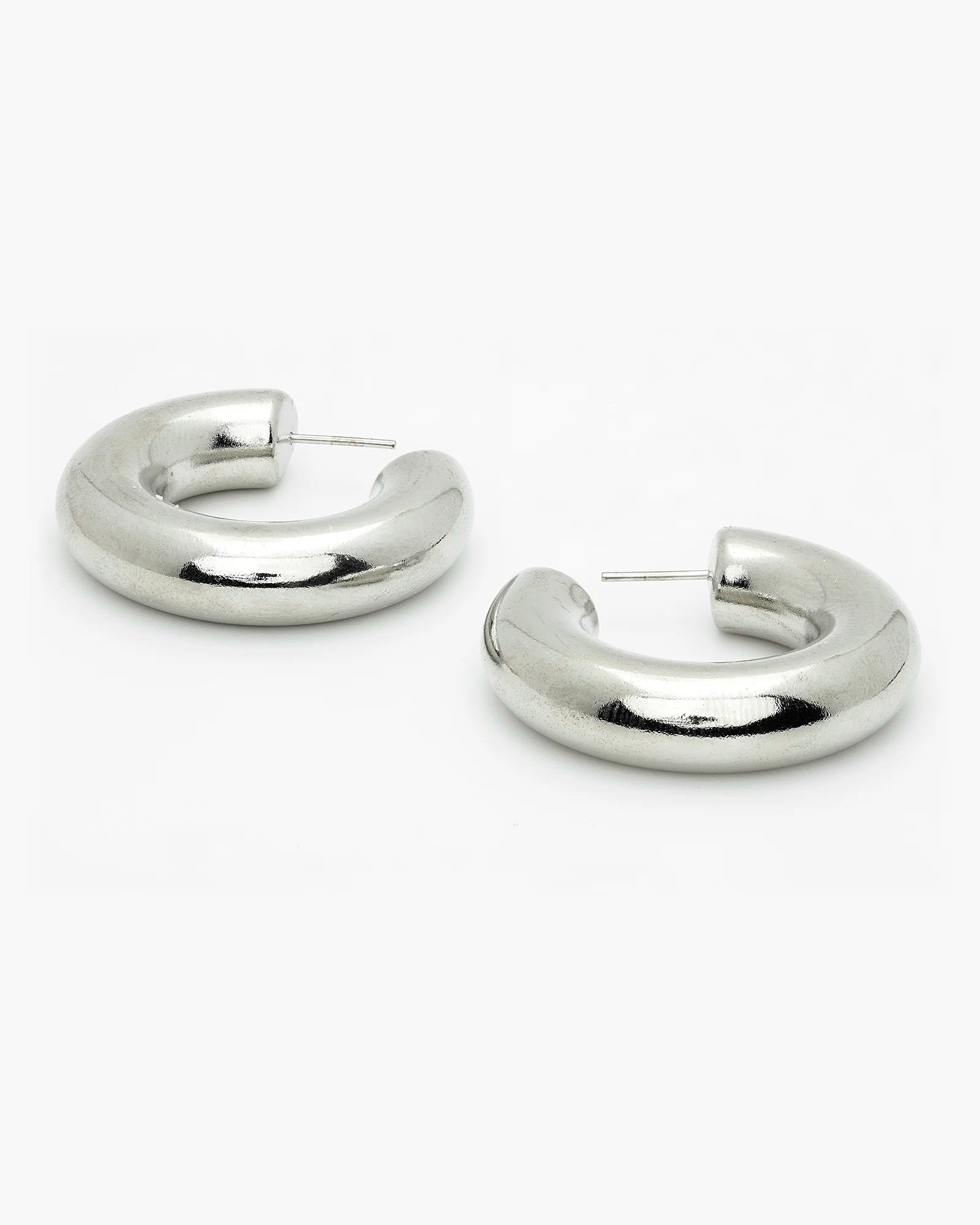 Bold and Stylish Thick Chunky Hoops in Rhodium Plated