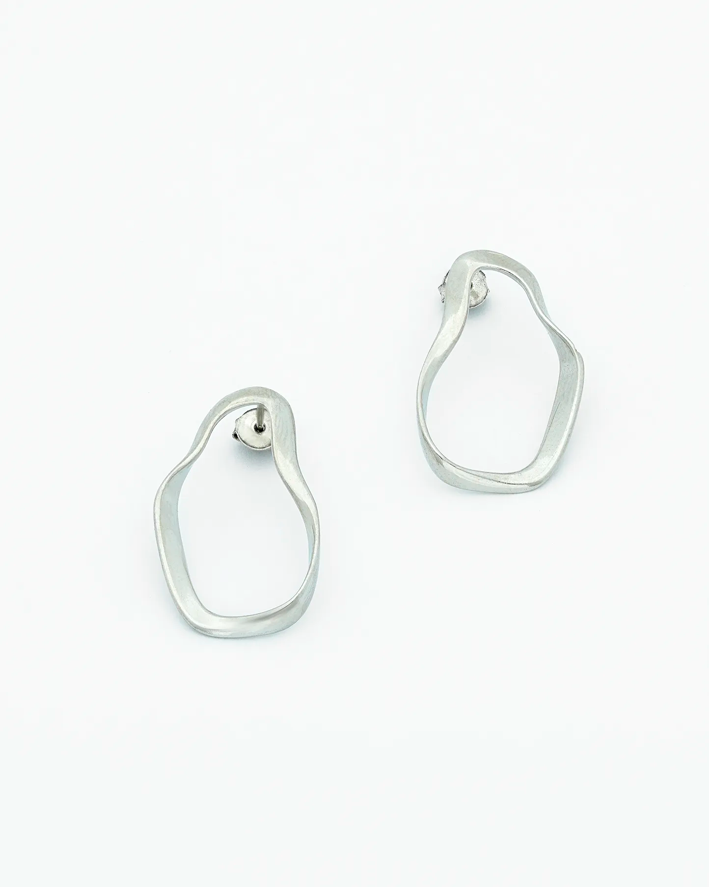 Abstract rhodium Plated Oval Drop Earrings ER25000241-Main-
